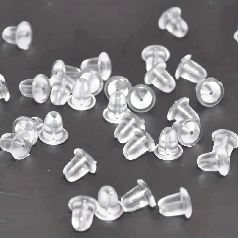 100 Pièces : Attaches / Bouchons d'oreille en plastique transparent pour boucles d'oreilles