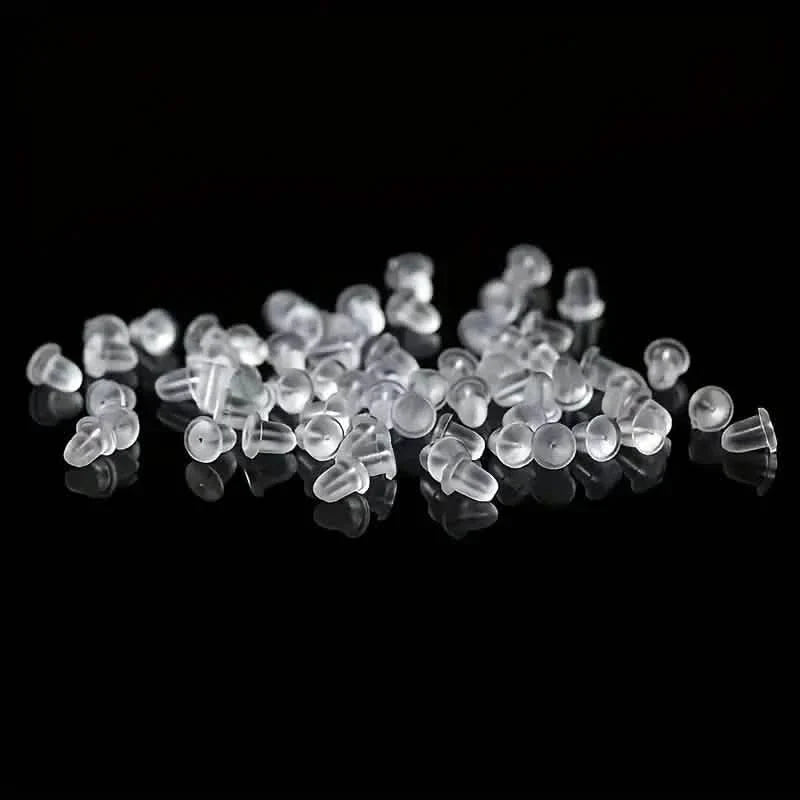 100 Pièces : Attaches / Bouchons d'oreille en plastique transparent pour boucles d'oreilles