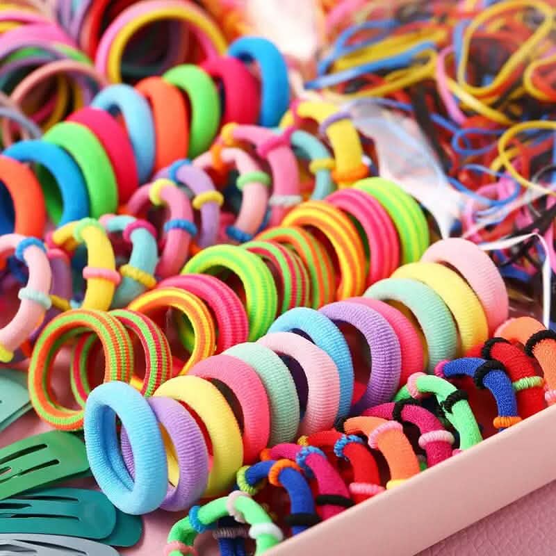 Lot de 1000 : Élastiques à cheveux colorés et chouchous pour femme