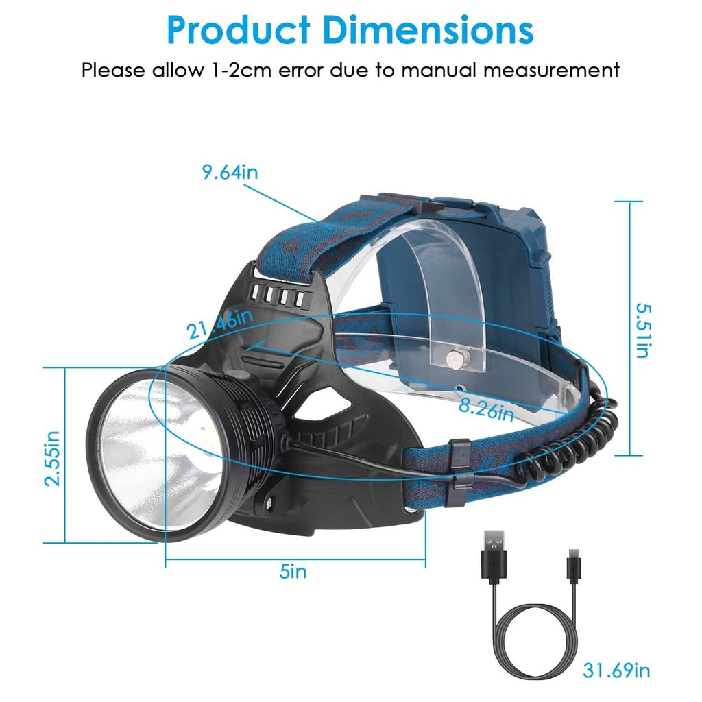 Phares Rechargeables LED 100000LM à 7 Modes d'Éclairage