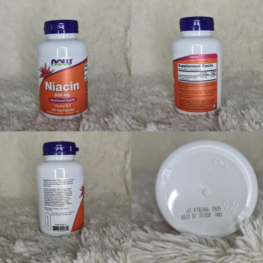 Now Foods Niacine 500 mg 100 Gélules - 0481 - Lot de 4