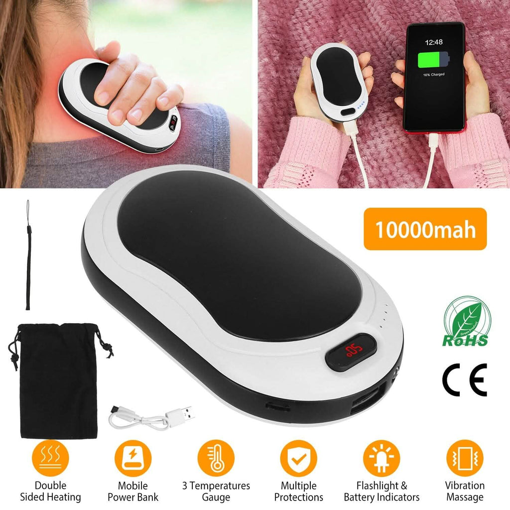 Batterie externe 10000 mAh Chauffe-mains rechargeable Chauffage double face