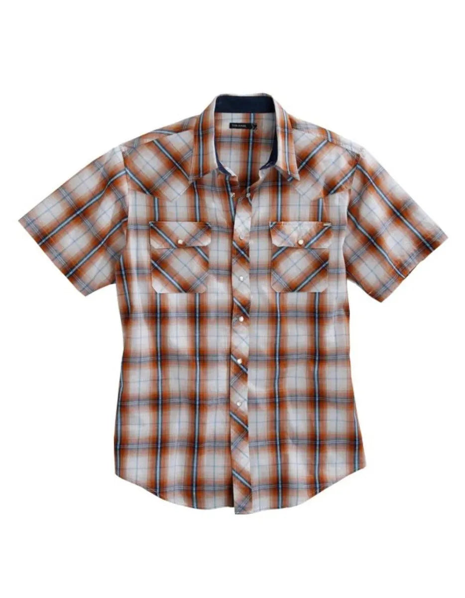 Chemise Western Homme Tin Haul Diamond Dobby Manches Courtes (Orange)