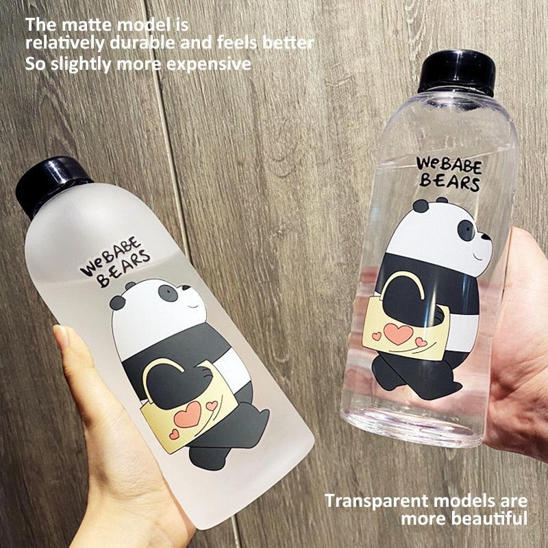 Bouteilles d'eau de 1000 ml, jolies tasses ours panda avec paille, bouteille d'eau transparente de dessin animé, vaisselle, tasse givrée étanche en plastique avec paille, tasse d'eau transparente givrée avec motif ours panda, gourde de sport.