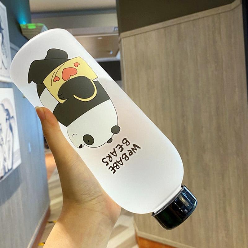 Bouteilles d'eau de 1000 ml, jolies tasses ours panda avec paille, bouteille d'eau transparente de dessin animé, vaisselle, tasse givrée étanche en plastique avec paille, tasse d'eau transparente givrée avec motif ours panda, gourde de sport.