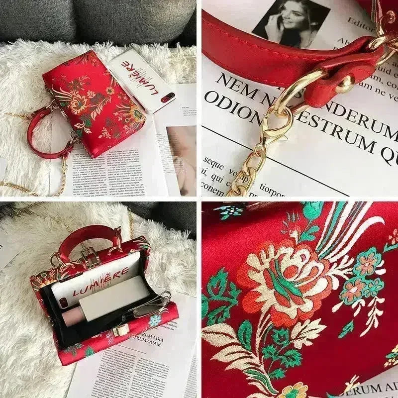 Pochette de Soirée Fleurie pour Femme Sac à Main de Mariage Pochette Vintage