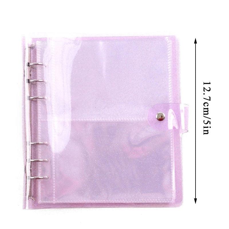 Album photo 100/200 pochettes 3/5 pouces, mini étui pour photos, rangement de cartes de visite, livre de collection pour photocards, reliure 6 anneaux brillante et transparente, carnet rechargeable, album photo