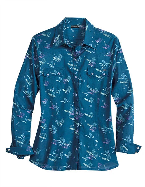 Chemise Western Femme Tin Haul 2186 Cactus Shadows (Bleu)