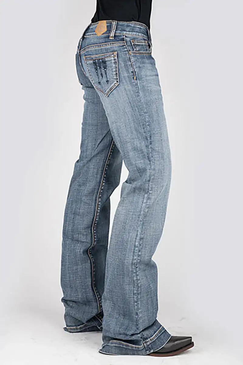 Tin Haul 460 Ella Fit Poche Brodé ( Délavé Clair Denim ) - Jean Femme