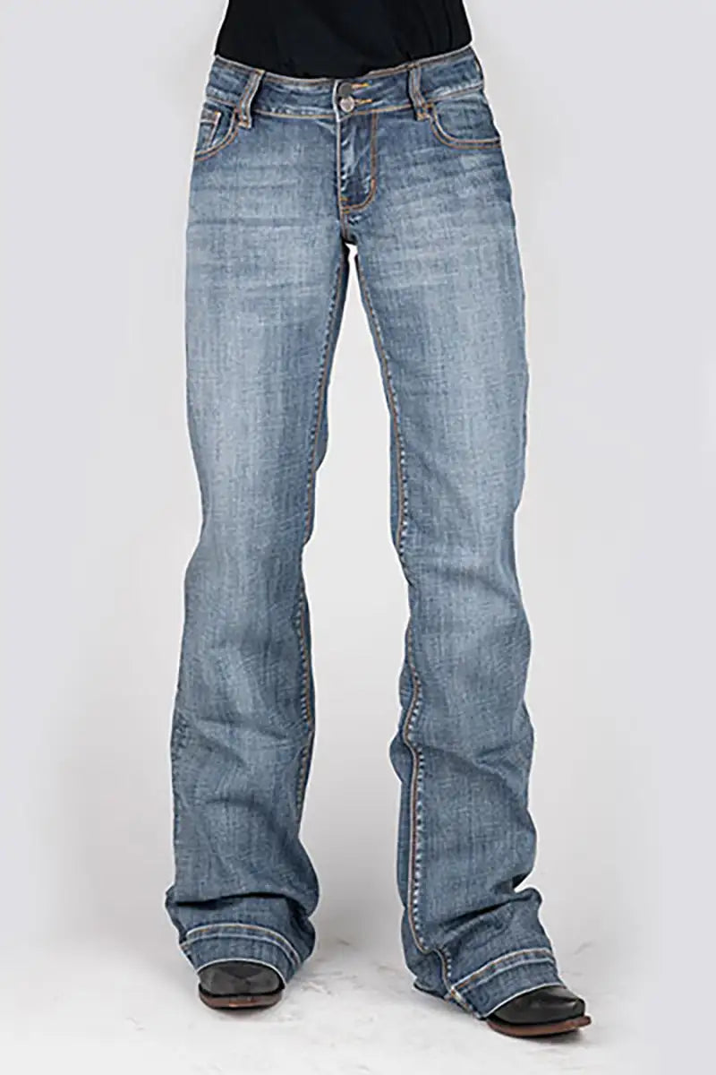 Tin Haul 460 Ella Fit Poche Brodé ( Délavé Clair Denim ) - Jean Femme