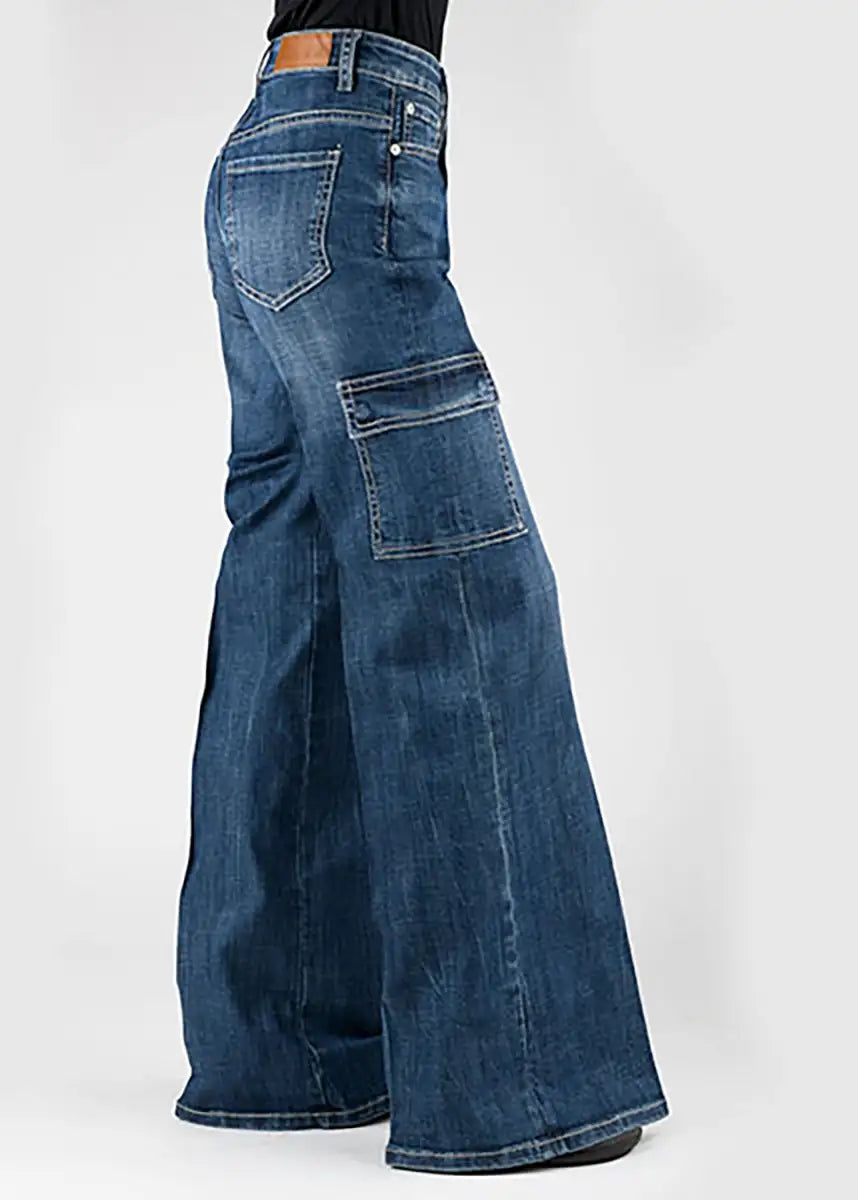 Jean Tin Haul 870 Claire Cargo à Jambes Larges (Denim Délavé Moyen) - Femme