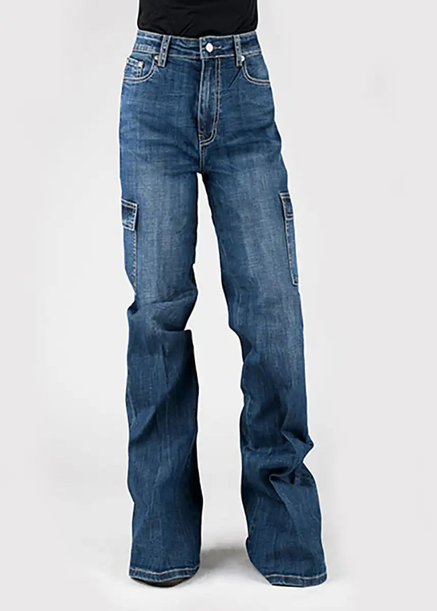 Jean Tin Haul 870 Claire Cargo à Jambes Larges (Denim Délavé Moyen) - Femme