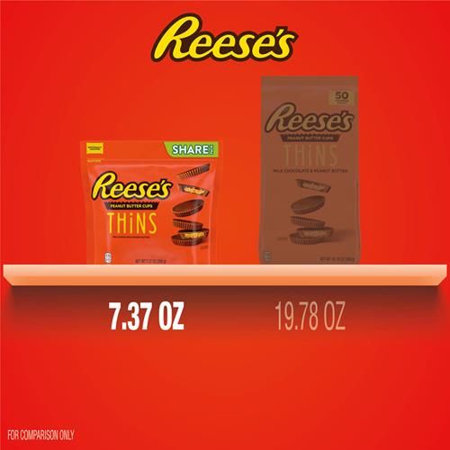 Reeses Thins Coupes Beurre de Cacahuètes et Chocolat au Lait, Sachet Familial, 209 g