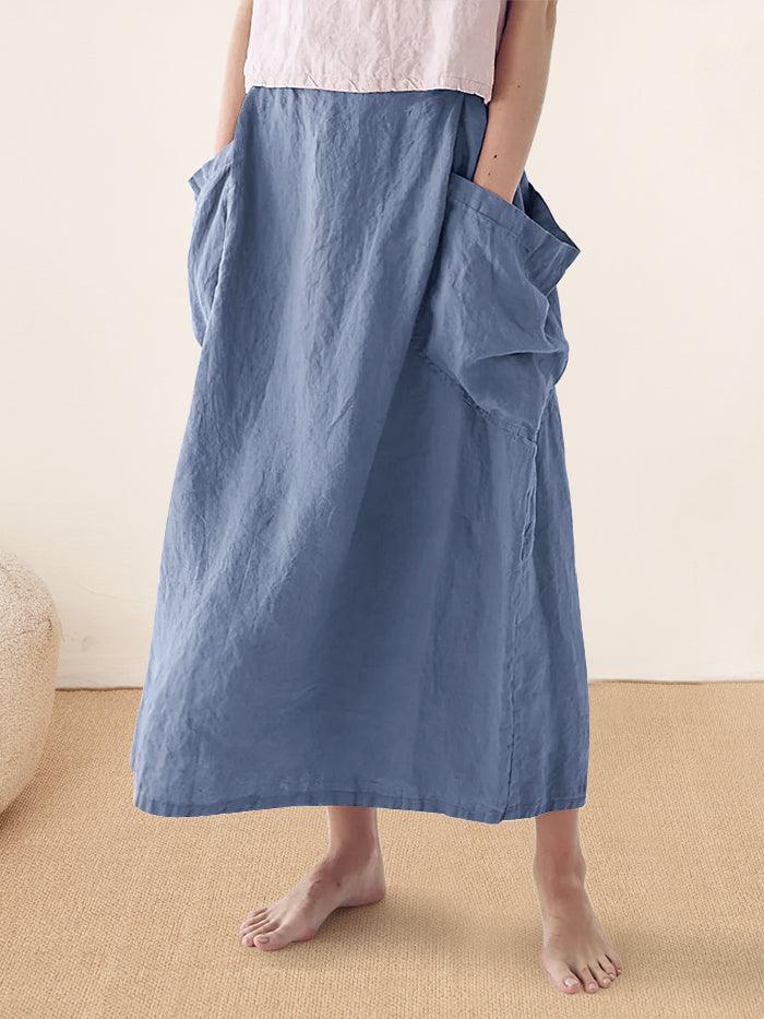 Jupe taille élastique 100 % lin MARINA