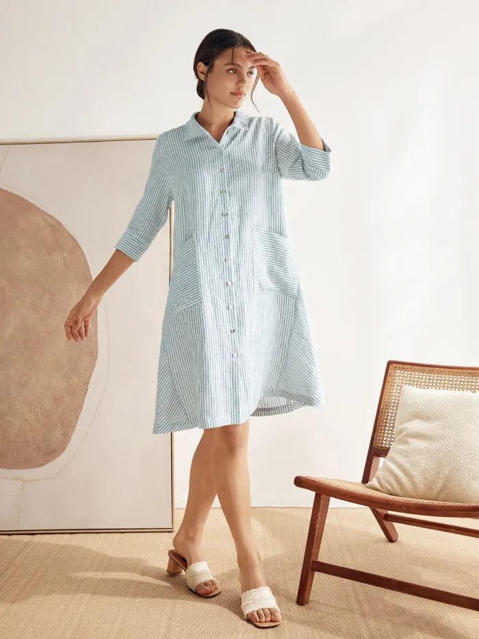 Robe Chemise 100 % Lin MADISON