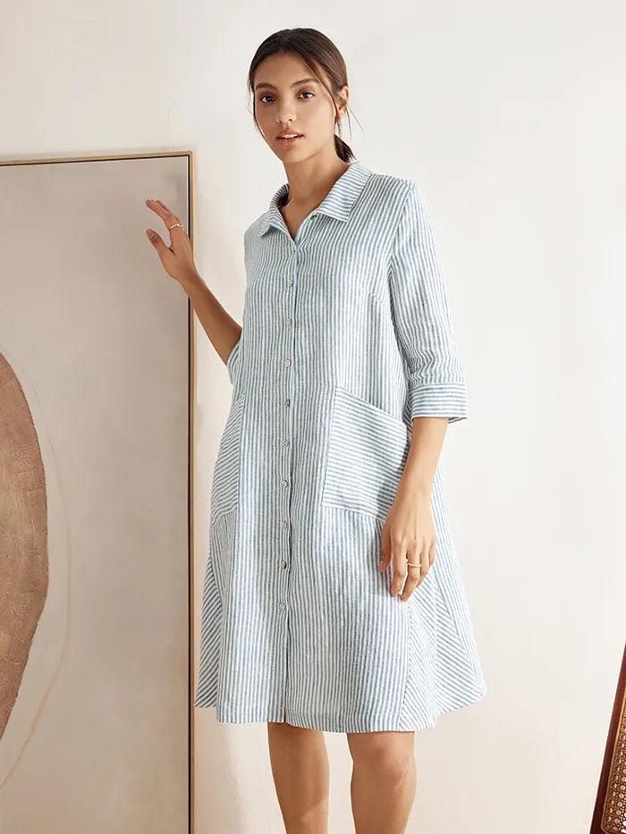 Robe Chemise 100 % Lin MADISON
