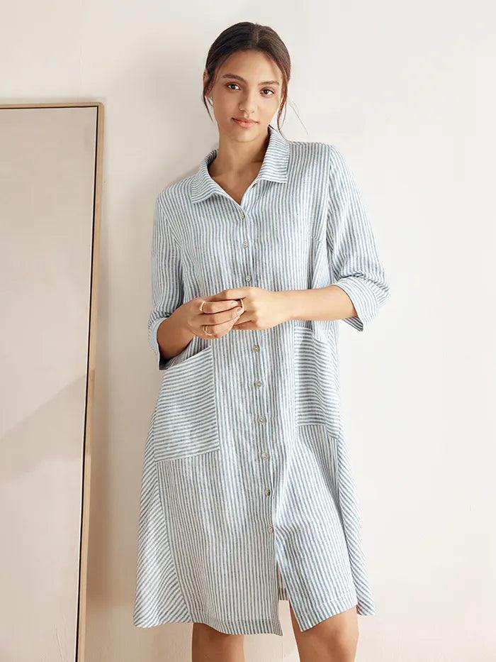 Robe Chemise 100 % Lin MADISON