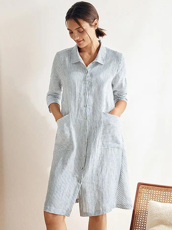 Robe Chemise 100 % Lin MADISON