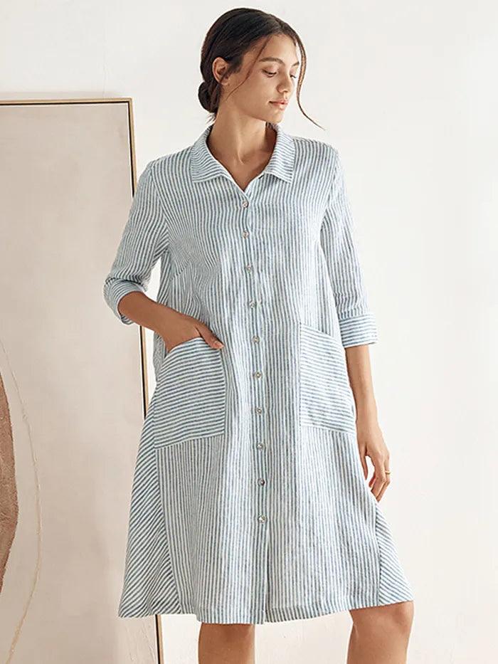 Robe Chemise 100 % Lin MADISON