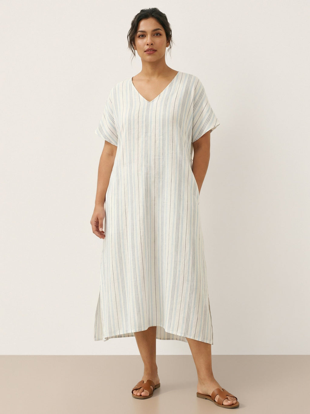 Robe midi en lin à nouer au dos HANA