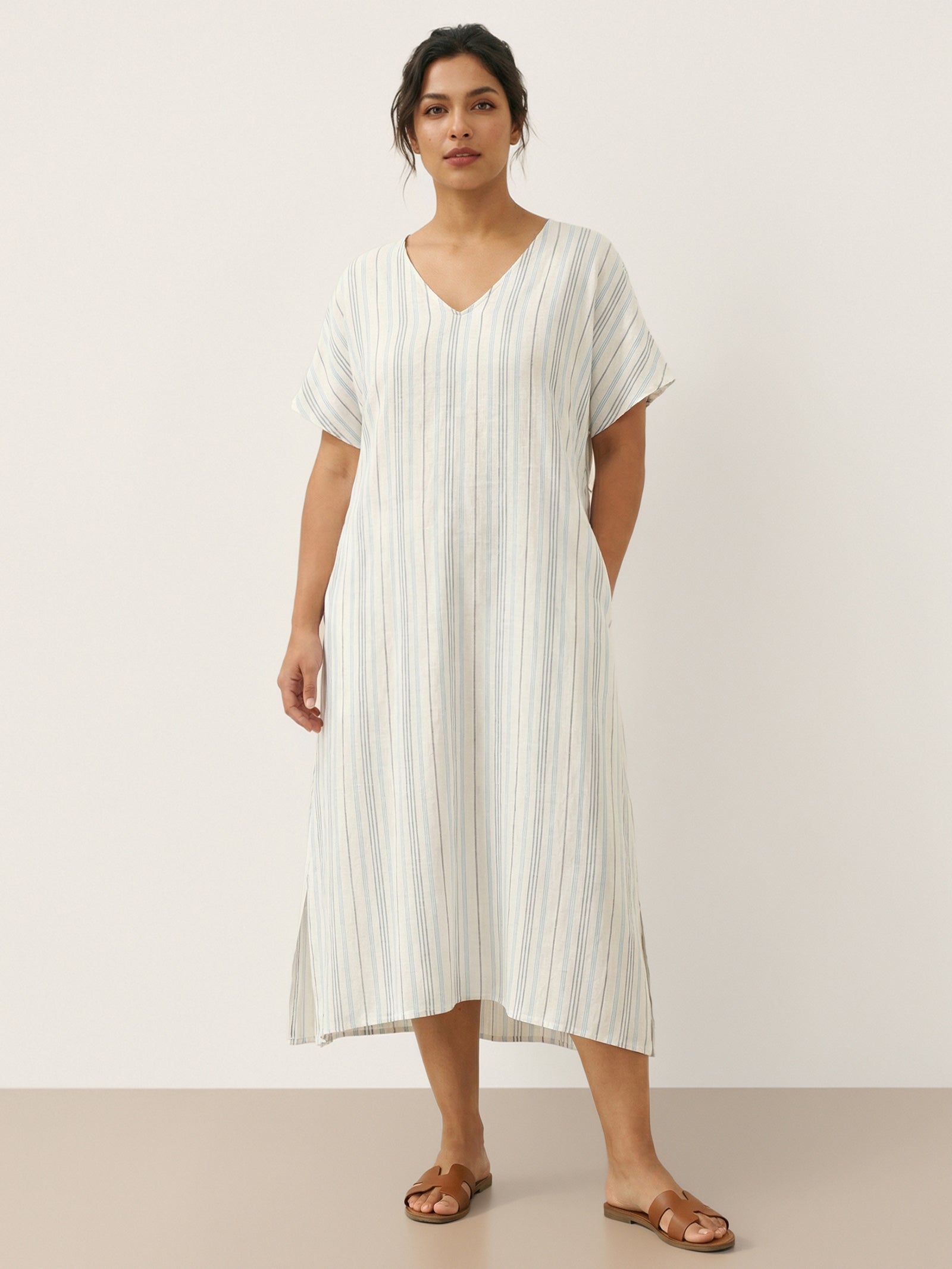 Robe midi en lin à nouer au dos HANA