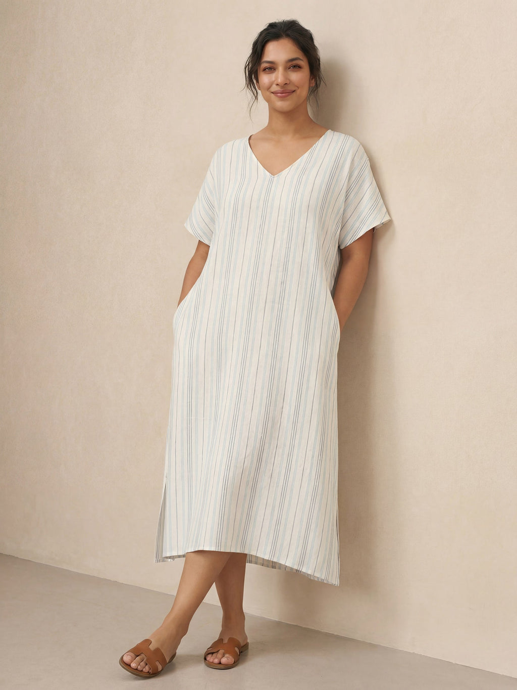 Robe midi en lin à nouer au dos HANA