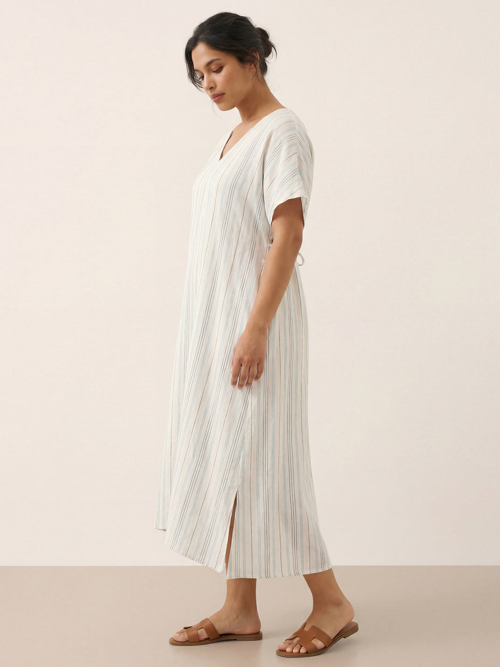 Robe midi en lin à nouer au dos HANA