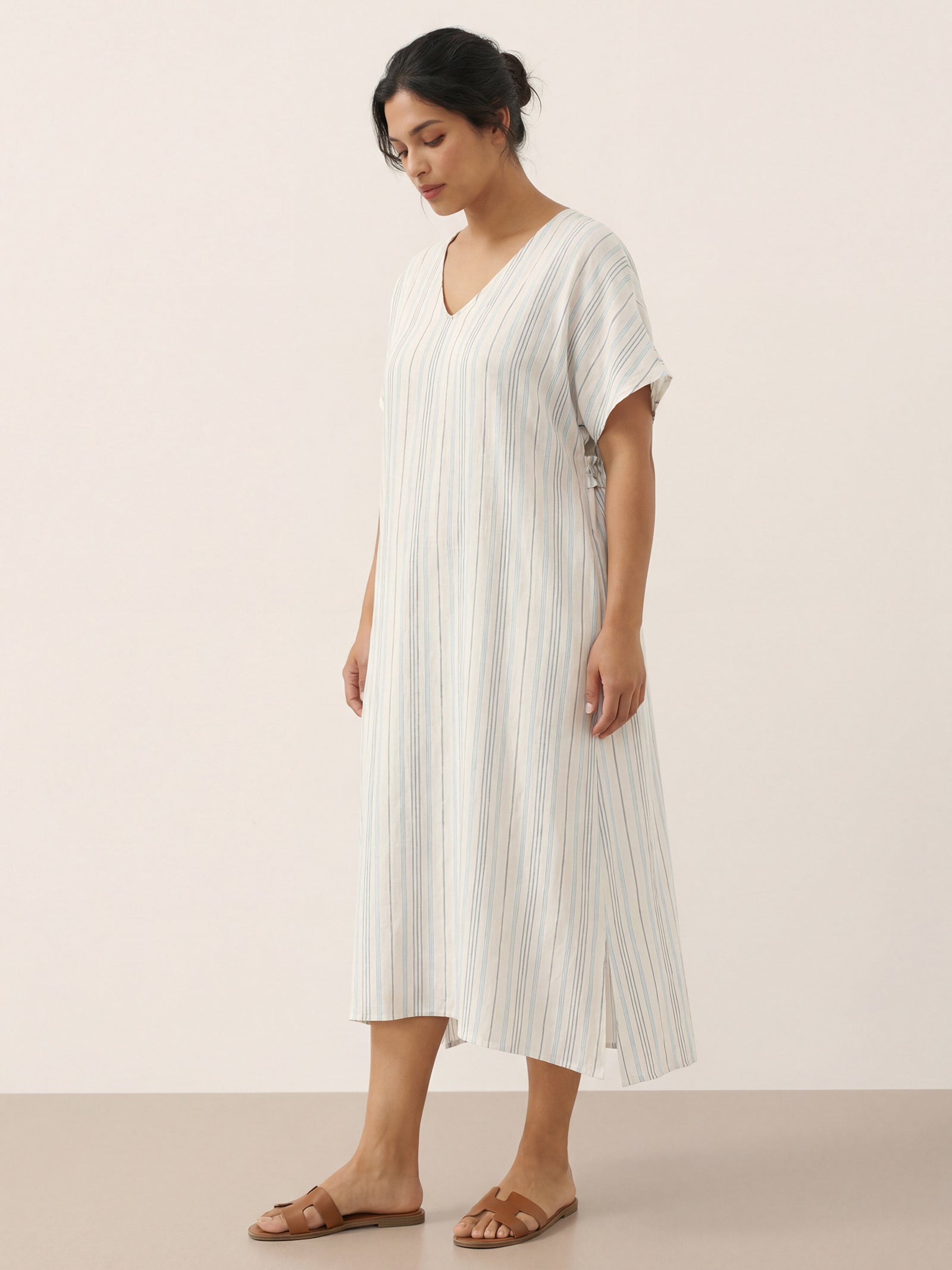 Robe midi en lin à nouer au dos HANA