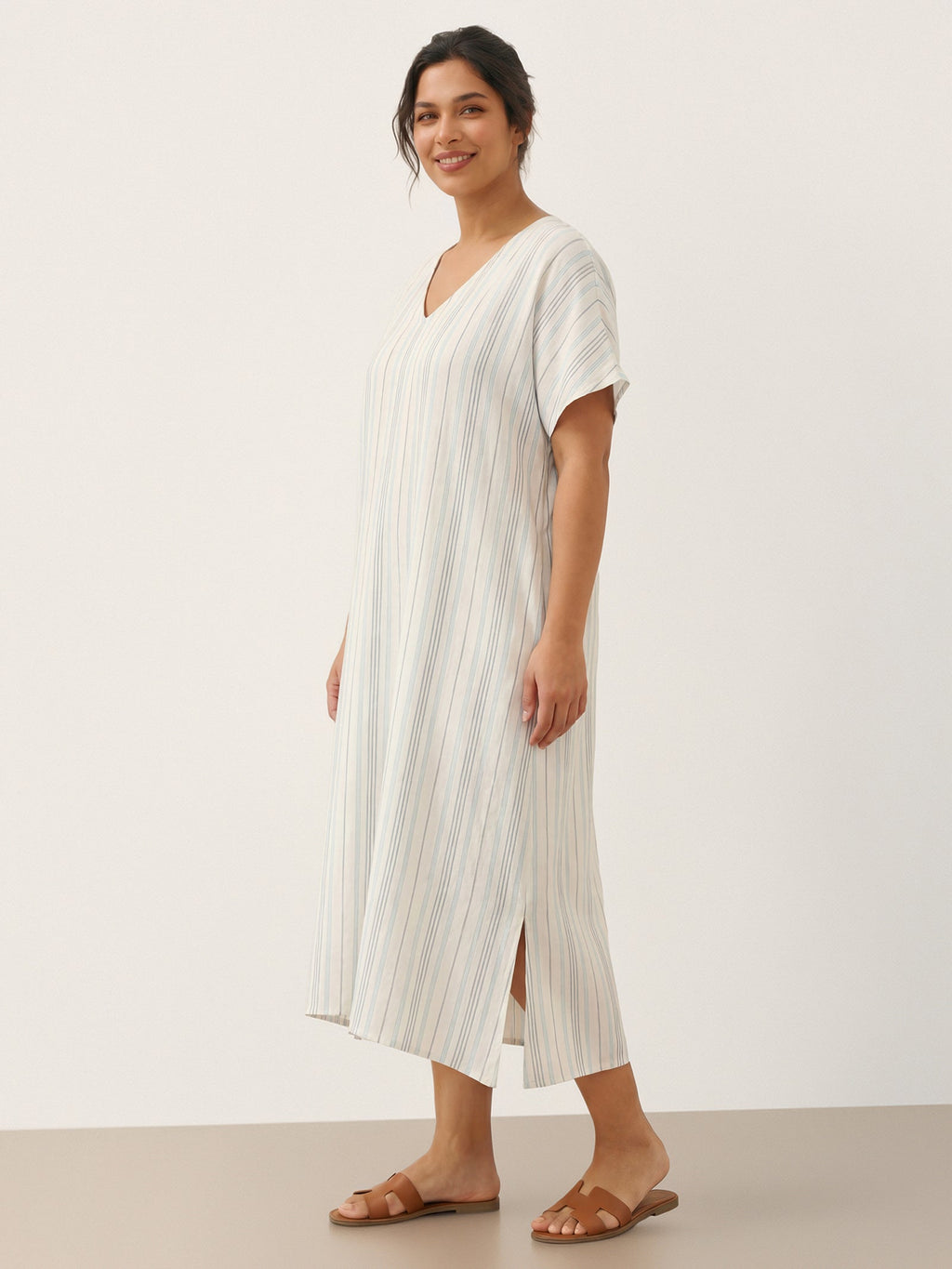 Robe midi en lin à nouer au dos HANA