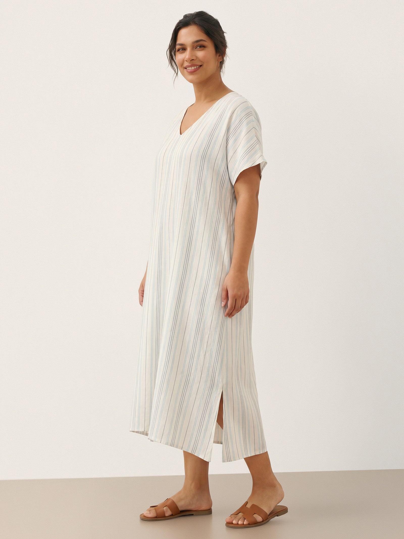 Robe midi en lin à nouer au dos HANA