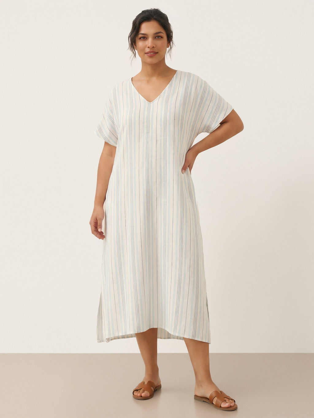 Robe midi en lin à nouer au dos HANA