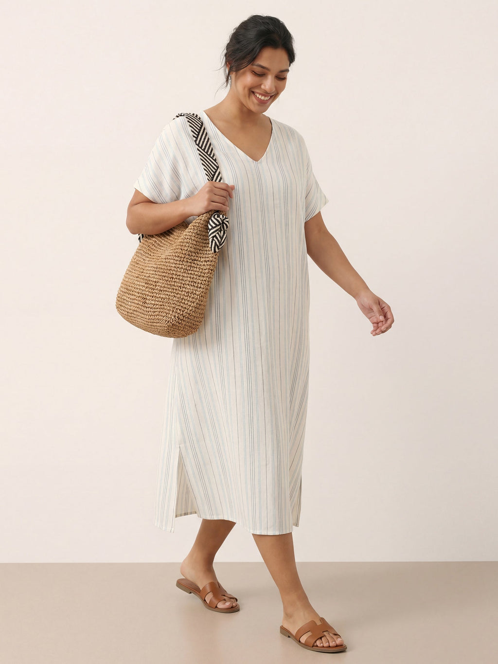 Robe midi en lin à nouer au dos HANA