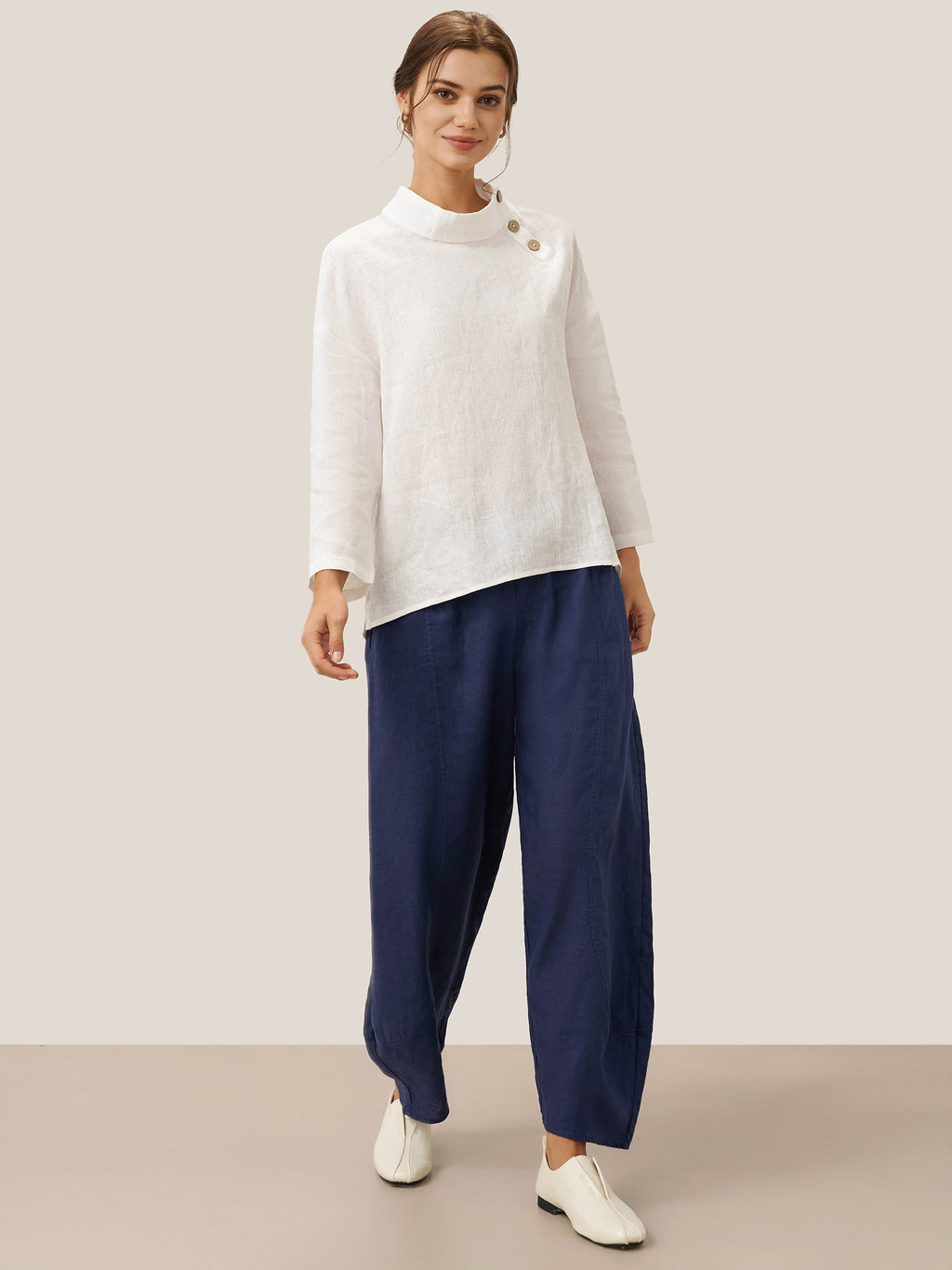 Pantalon classique cheville 100 % lin ZOE