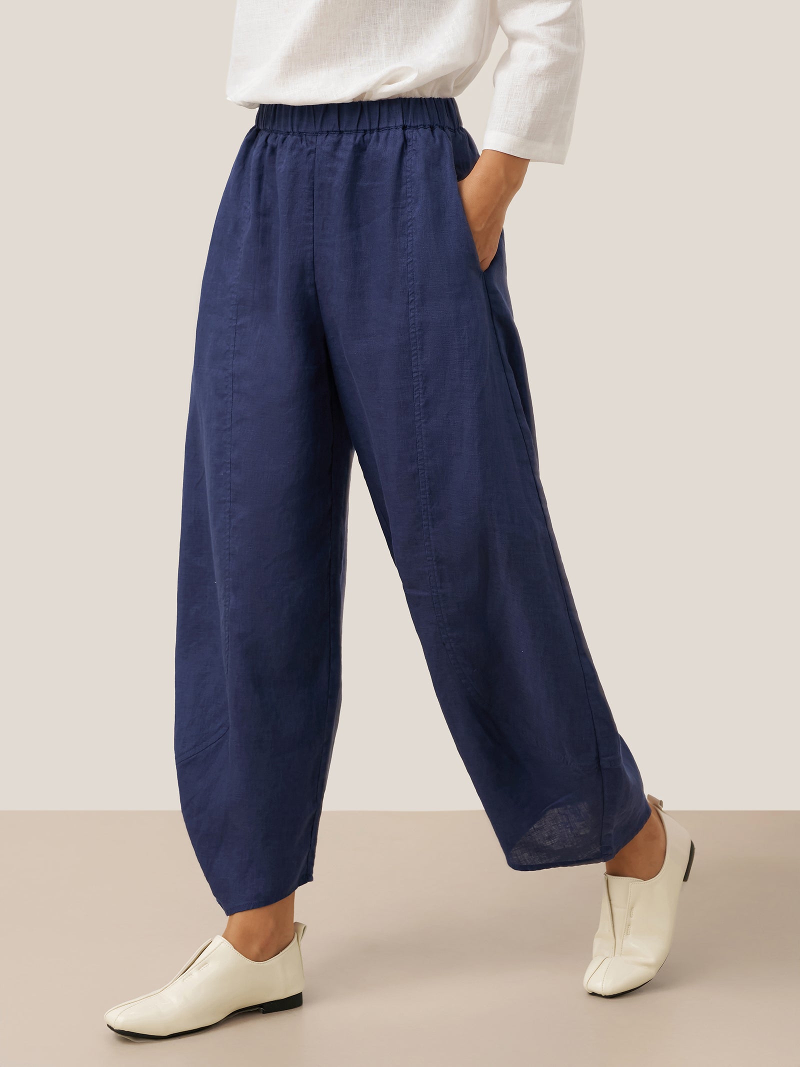 Pantalon classique cheville 100 % lin ZOE