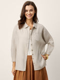 Chemise 100 % lin à patte de boutonnage dissimulée et poches plaquées FELICITY