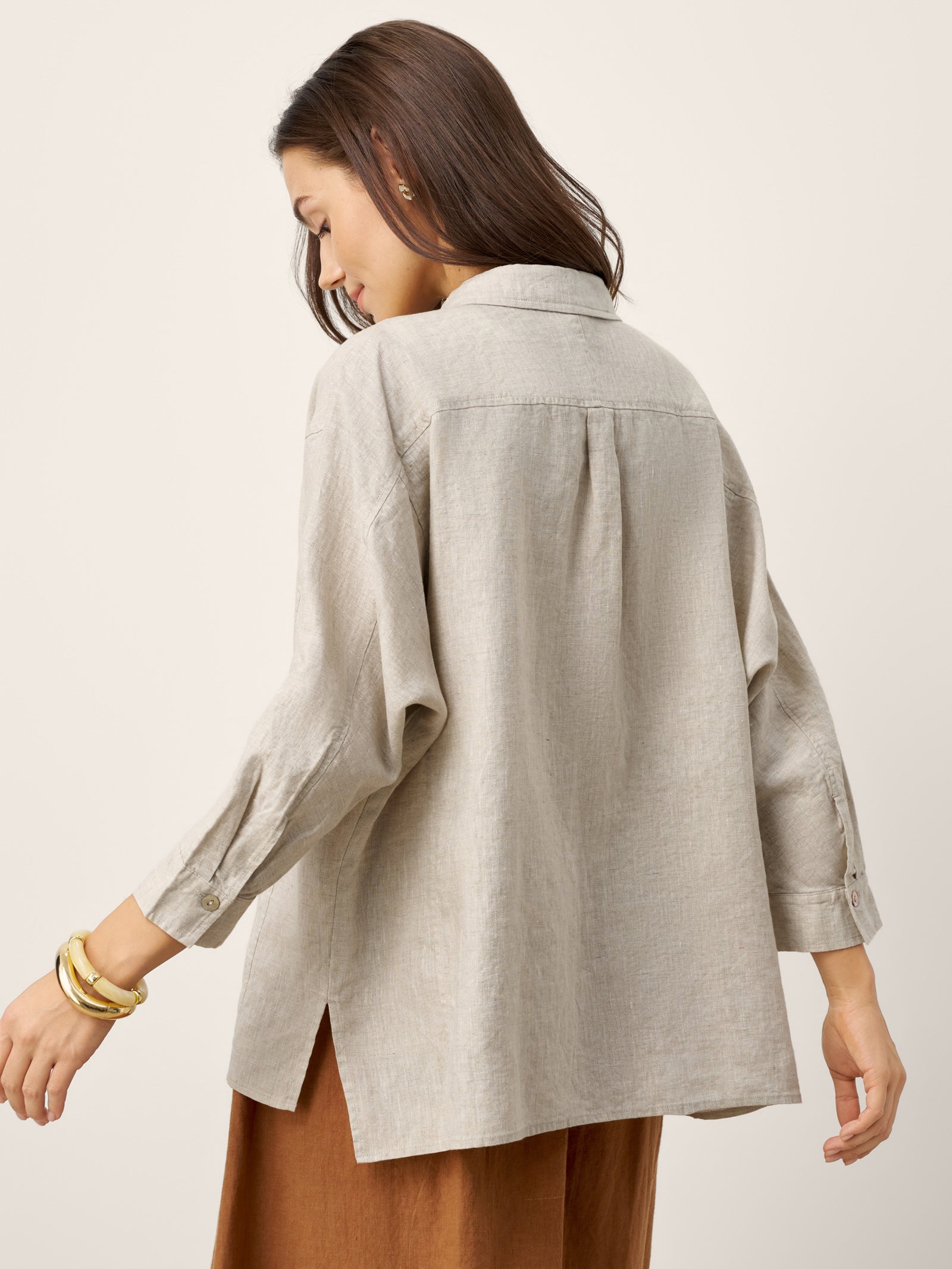 Chemise 100 % lin à patte de boutonnage dissimulée et poches plaquées FELICITY