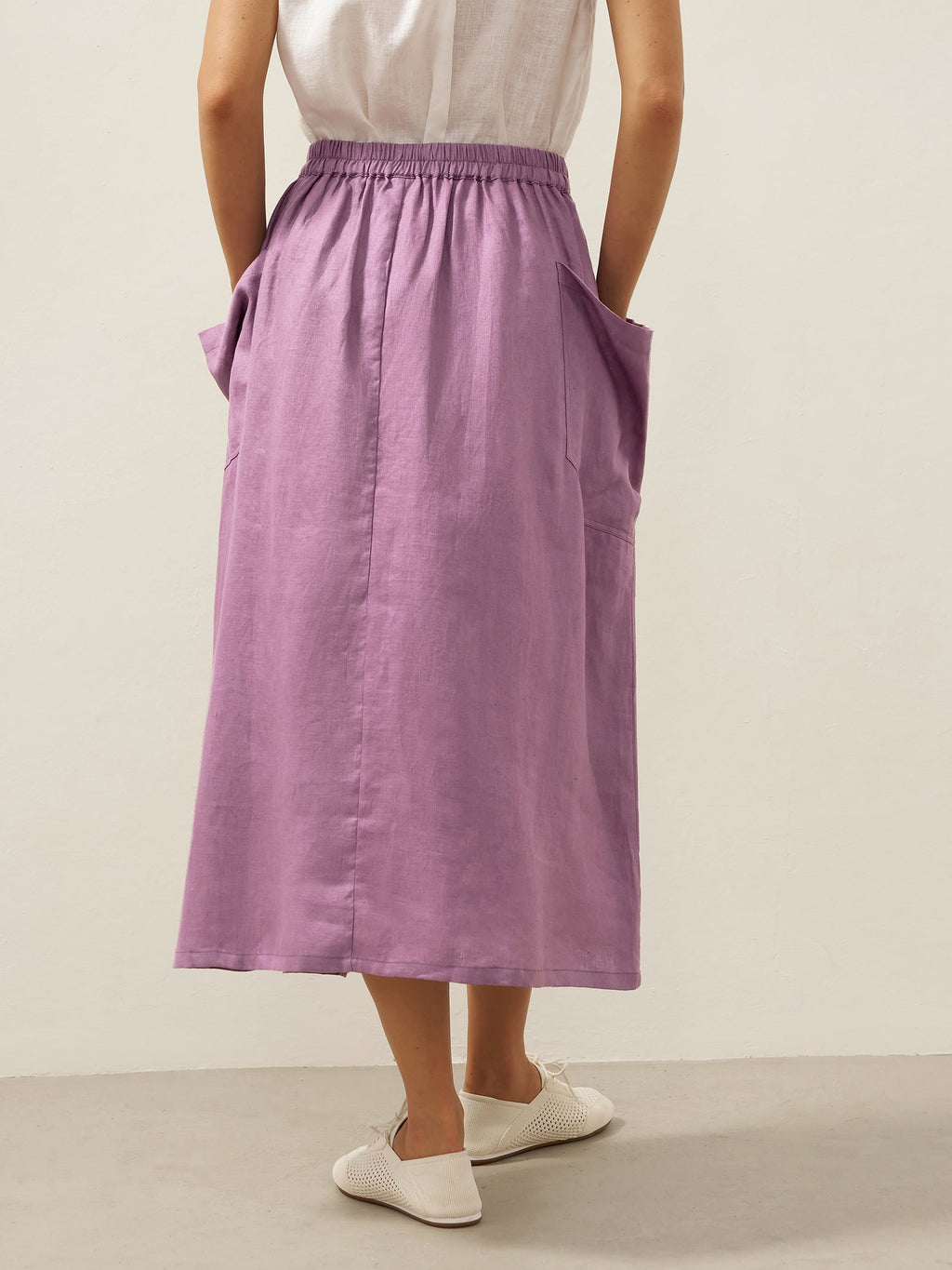 Jupe taille élastique 100 % lin MARINA