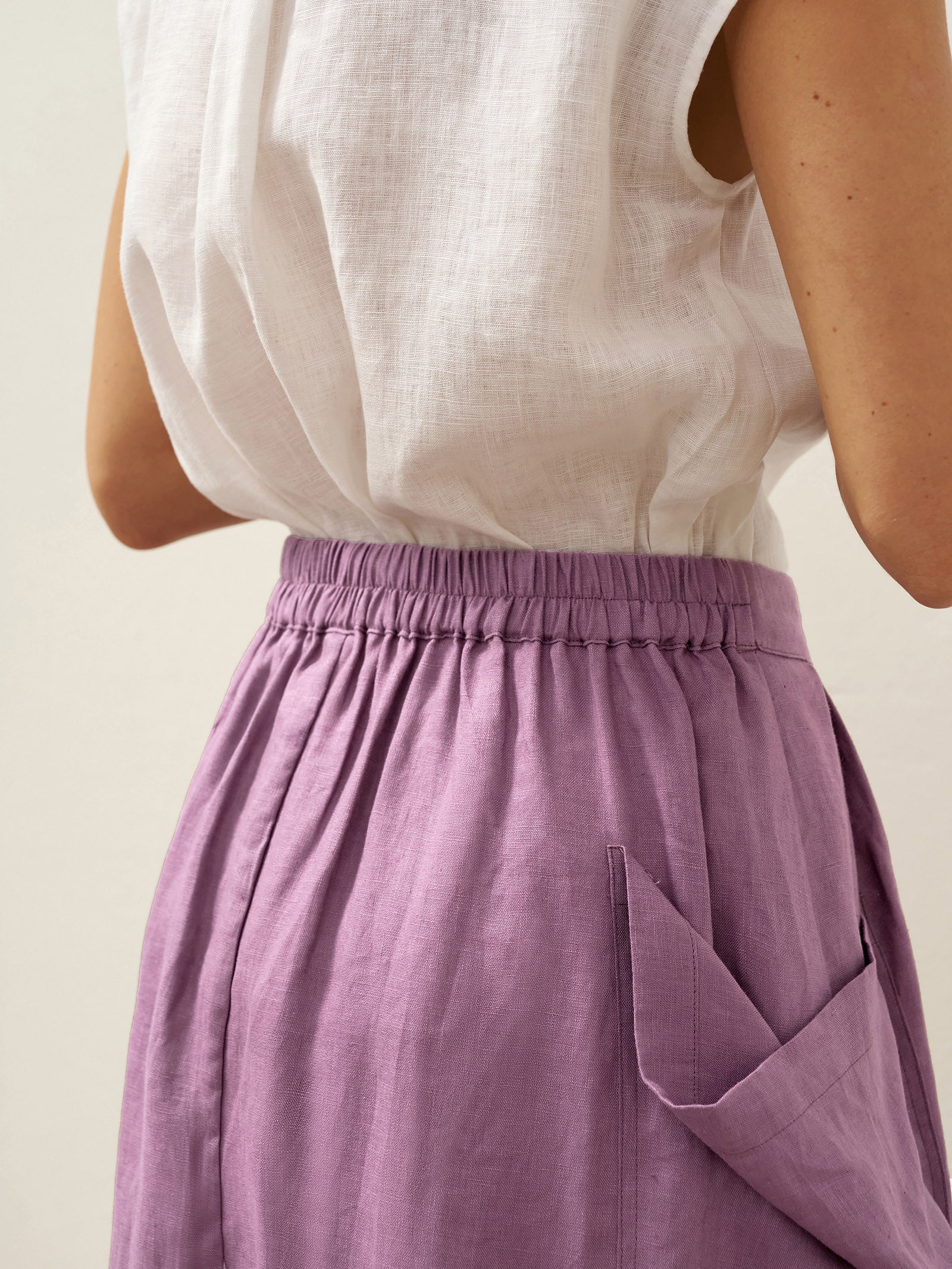 Jupe taille élastique 100 % lin MARINA