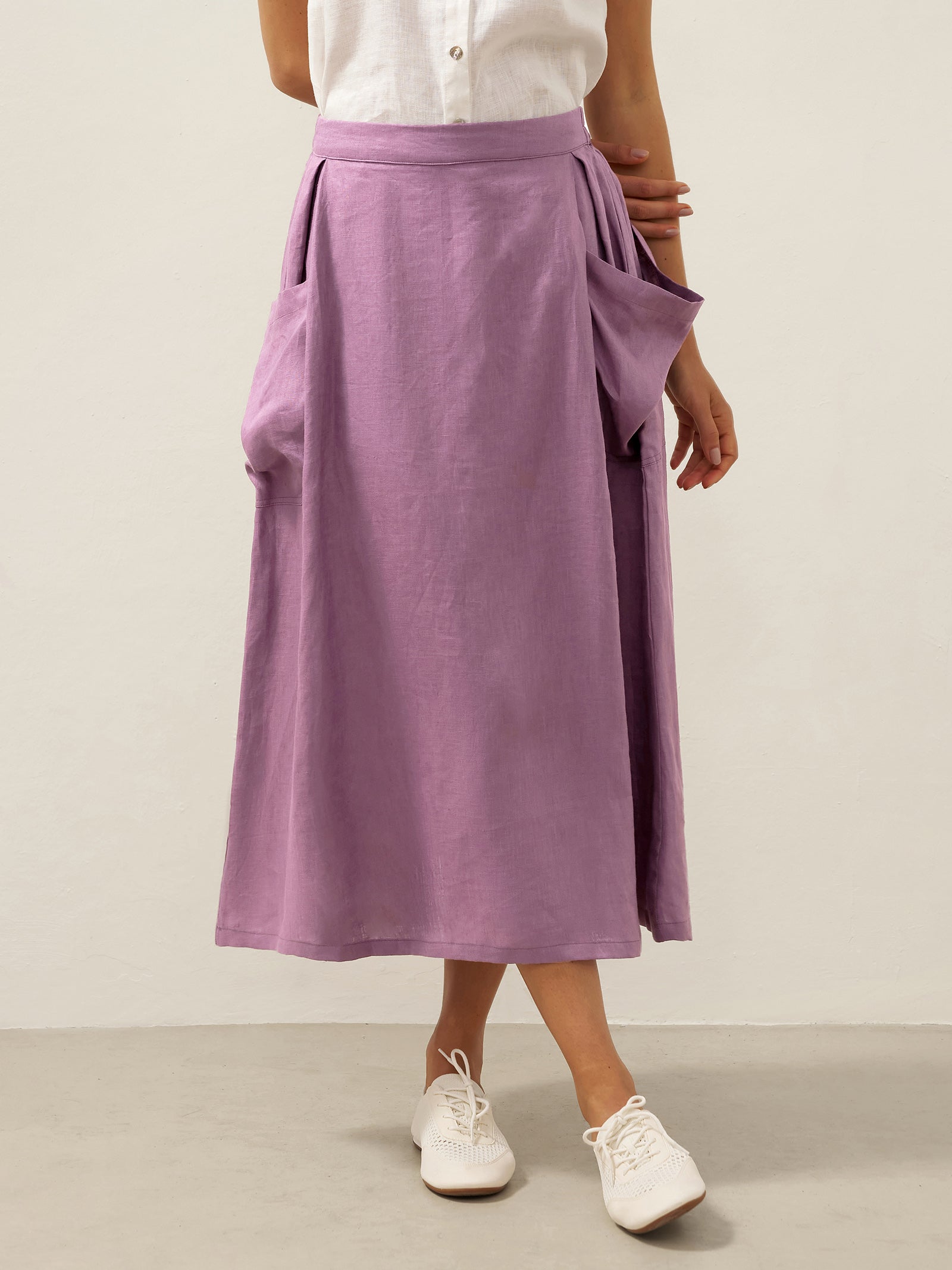 Jupe taille élastique 100 % lin MARINA