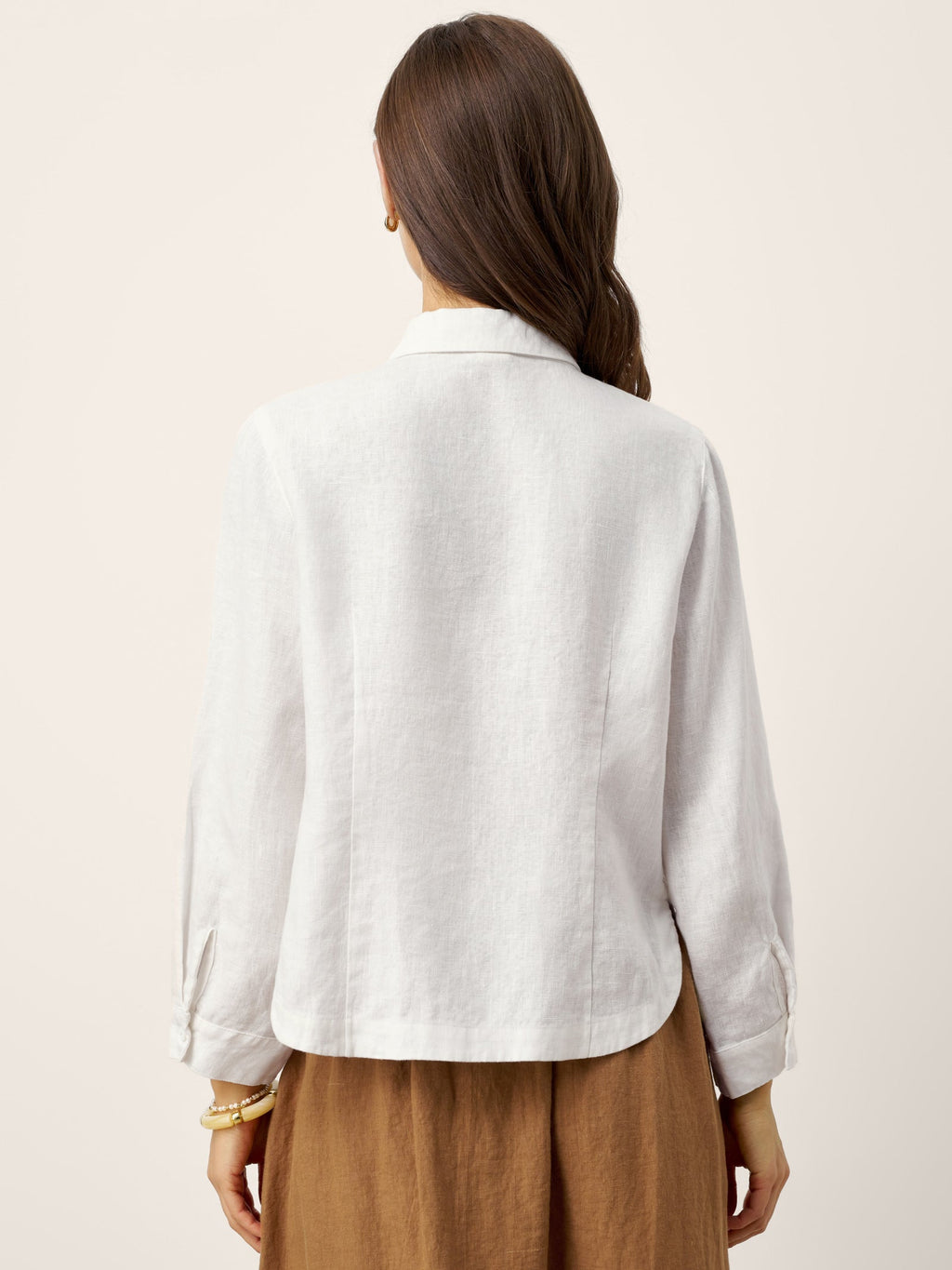 Chemise sur mesure en lin à petit col et ourlet incurvé AVELINE