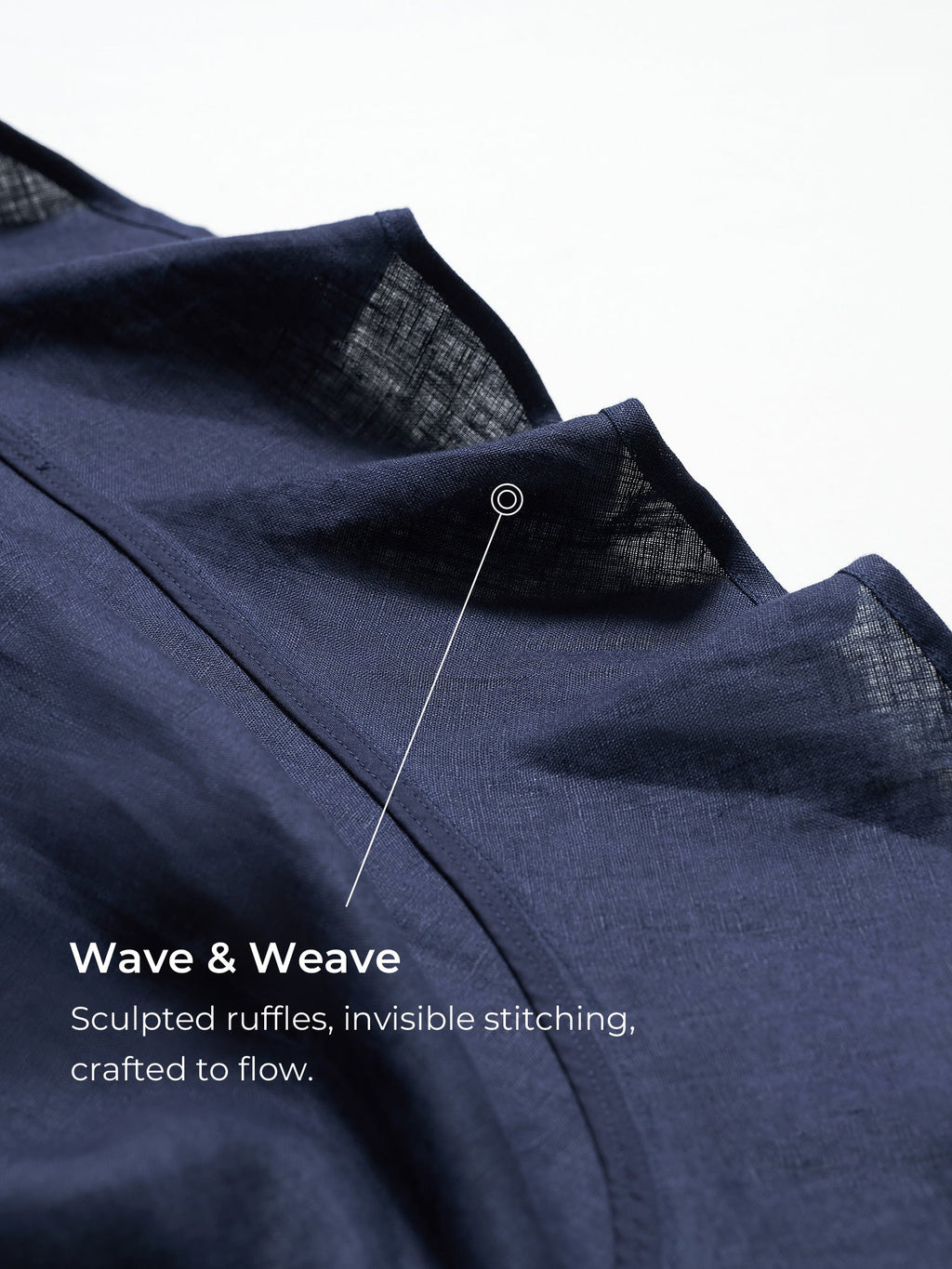 Robe midi MAYA en lin pur avec col en V et ourlet à volants