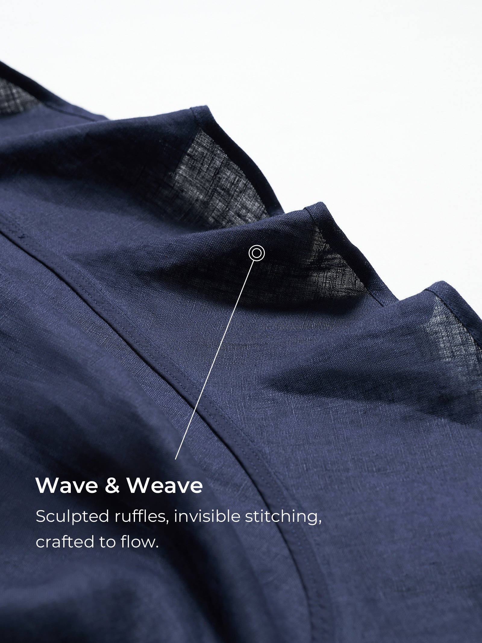 Robe midi MAYA en lin pur avec col en V et ourlet à volants