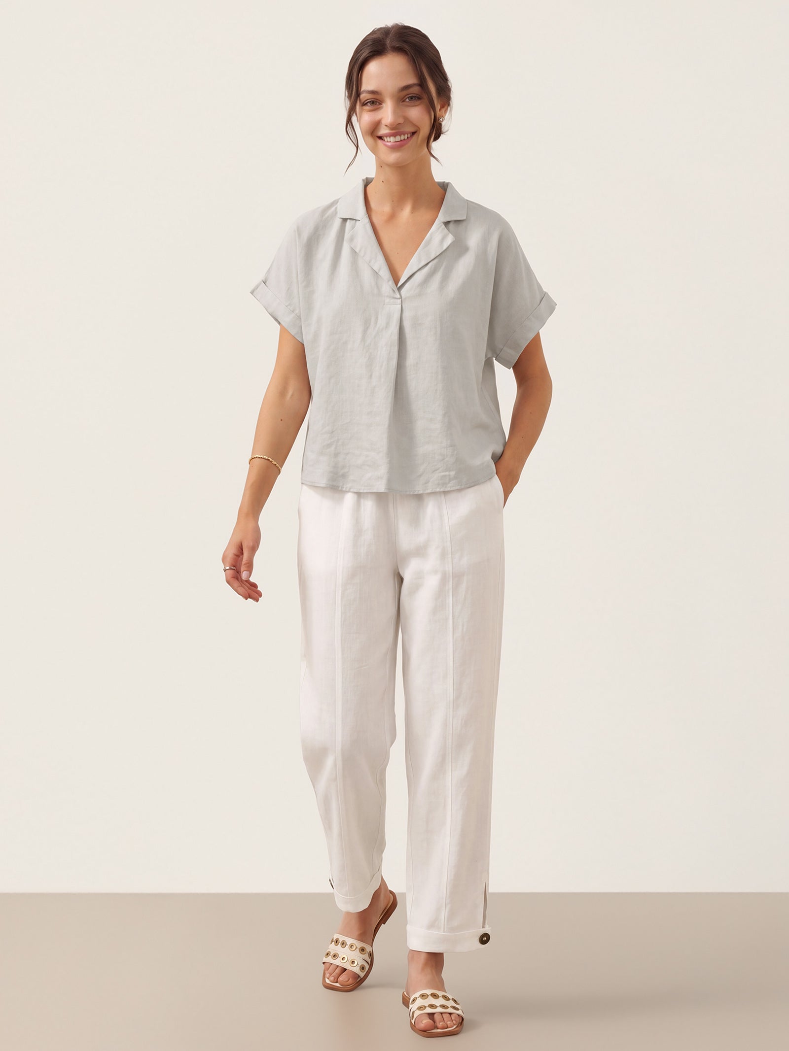 Haut pull inspiré d'un blazer 100 % lin DINA