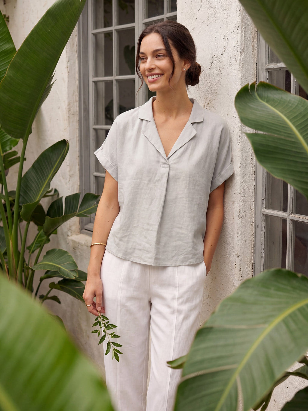 Haut pull inspiré d'un blazer 100 % lin DINA