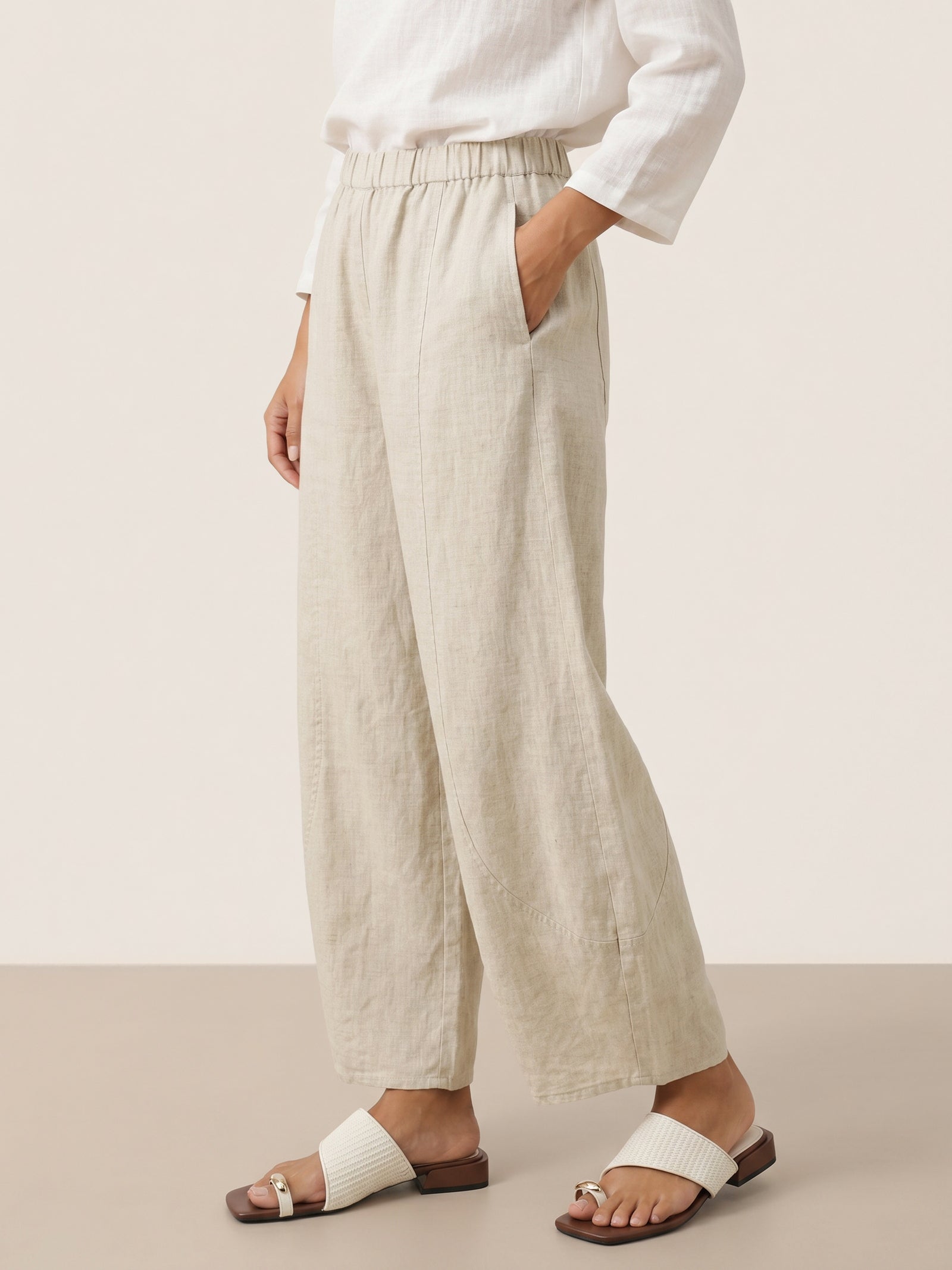 Pantalon classique cheville 100 % lin ZOE