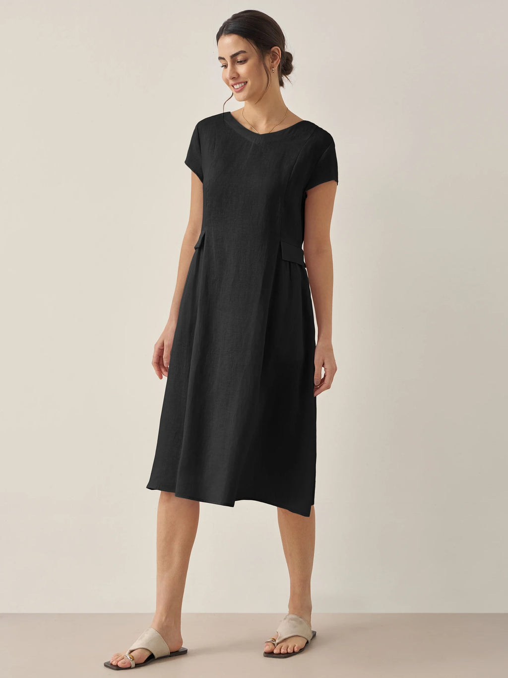 Robe d'été ALEXA 100 % lin naturel col V