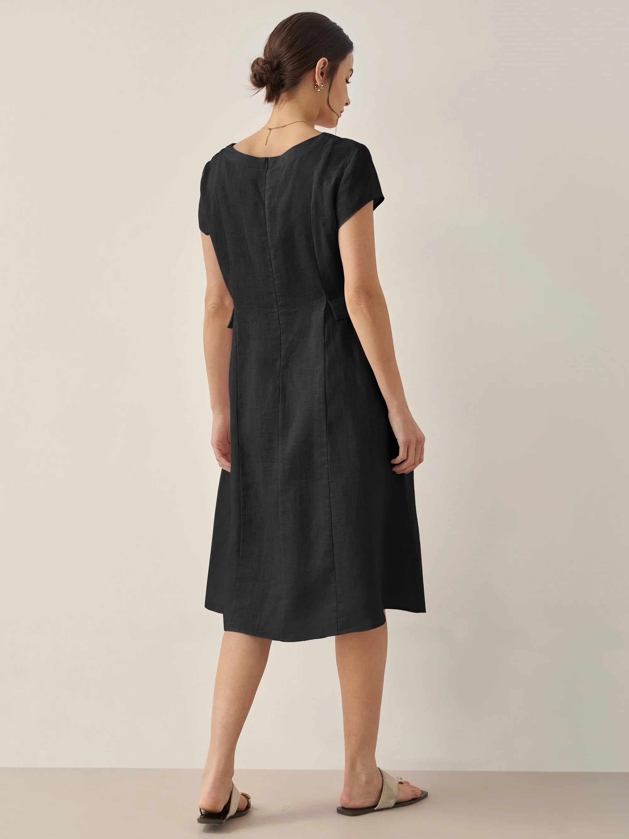 Robe d'été ALEXA 100 % lin naturel col V