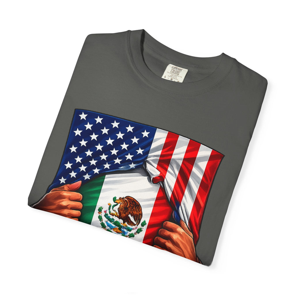 Mexico Flag + USA Flag Pride T-shirt | Mexican + American Flag Rip 4th Of July | Funny Viral Latino Tees | 4 Colors