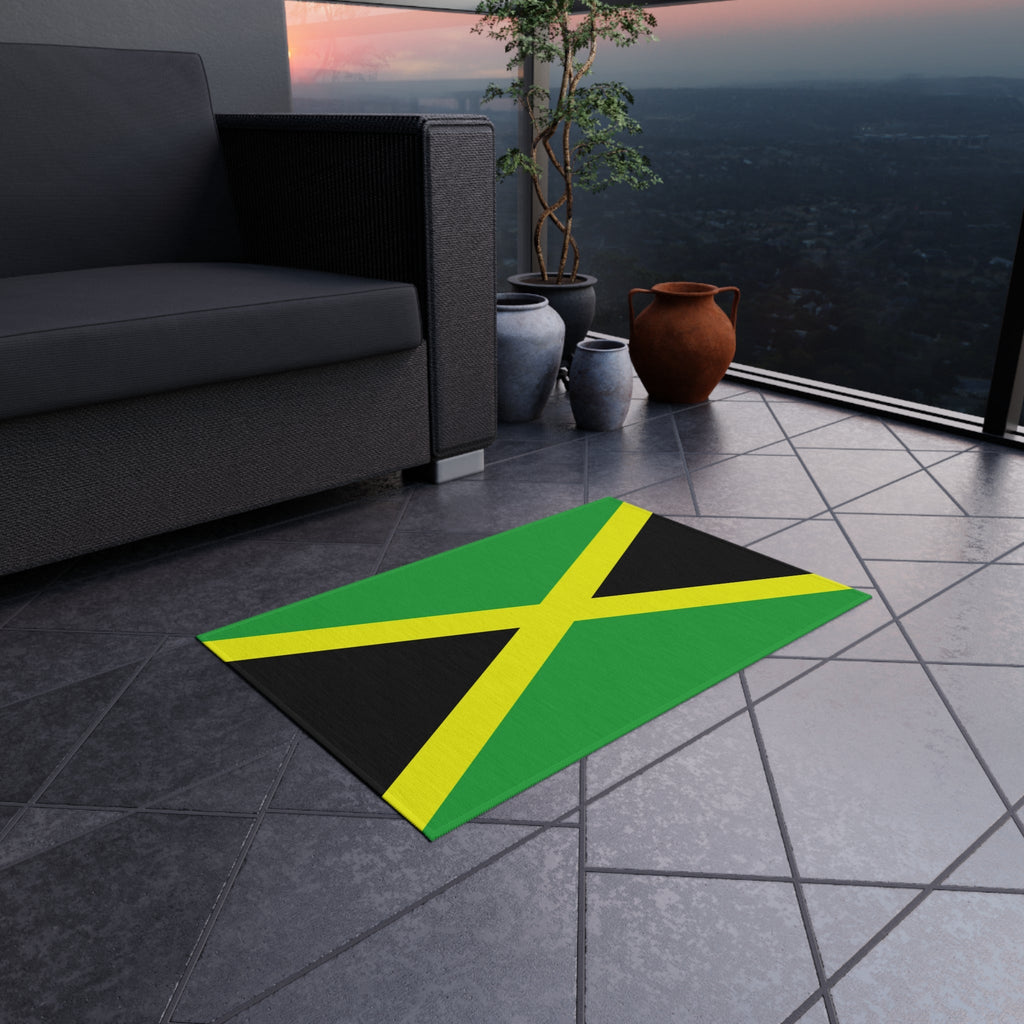 Paillasson antidérapant d'extérieur avec le drapeau de la Jamaïque | Kingston | Montego Bay | Portmore | 24"x36"