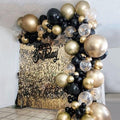 Kit Arche Guirlande Ballons Or Noir 101 pièces pour Décoration de Fête de Remise de Diplômes, Mariage, Anniversaire et Noël
